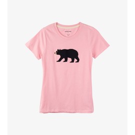 Little Blue House by Hatley Women's Short Sleeve Pajama Tee, Bear On Pink, Large