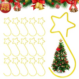 Hangers, Christmas Tree Baubles for Christmas Tree, Pack of 120 Small Star Bauble Hangers, Reusable Christmas Tree Bauble Hangers for Christmas Decorations, Gold