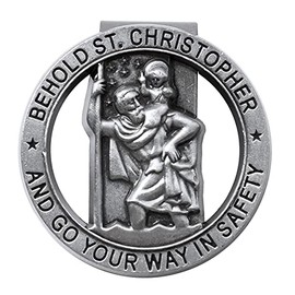 Fanhostco Saint St Christopher Medal for Car, Auto Car Sun Visor Clip, Bless Driving Safety Gift for New & Old Drivers Teens Girls Men, Go Your Way in Safety (1Pcs)