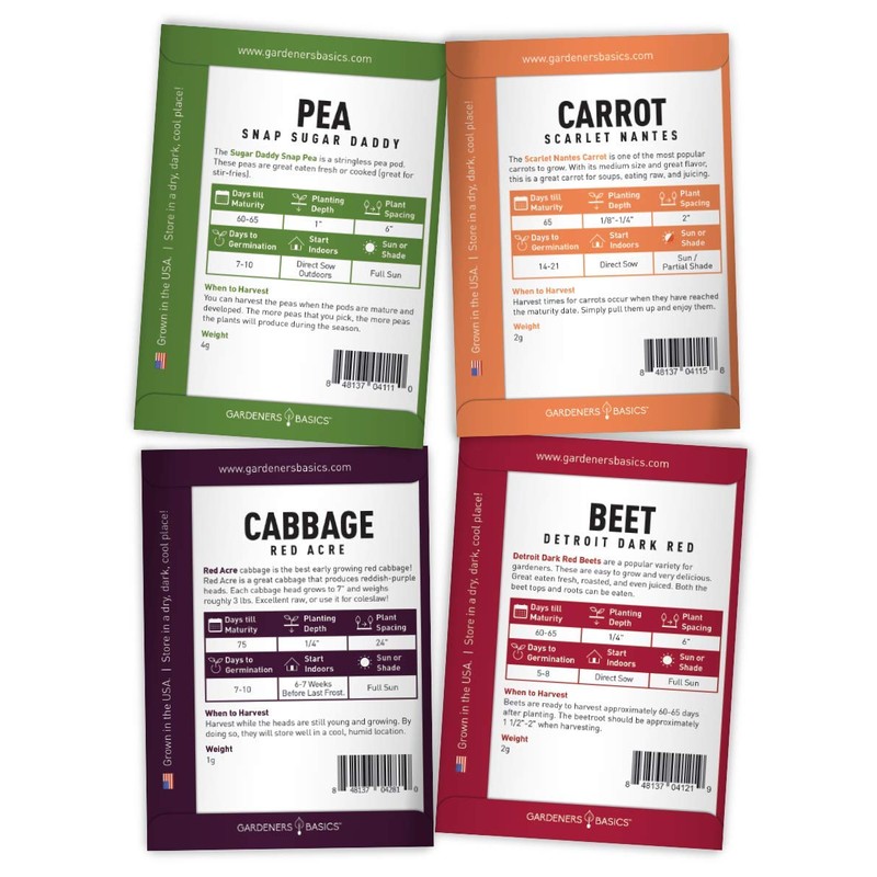 Gardeners Basics Winter, Fall, and Spring Vegetable Seeds for Planting