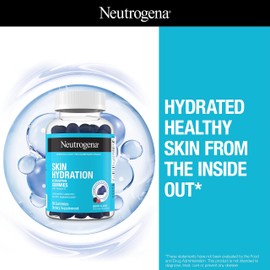 Neutrogena Skin Hydration Astaxanthin Gummies with Vitamin C, Skincare Supplements for Hydrated, Smooth & Healthy Skin, Daily Antioxidant Gummies for Skin Health, Berry Flavor, 60 ct