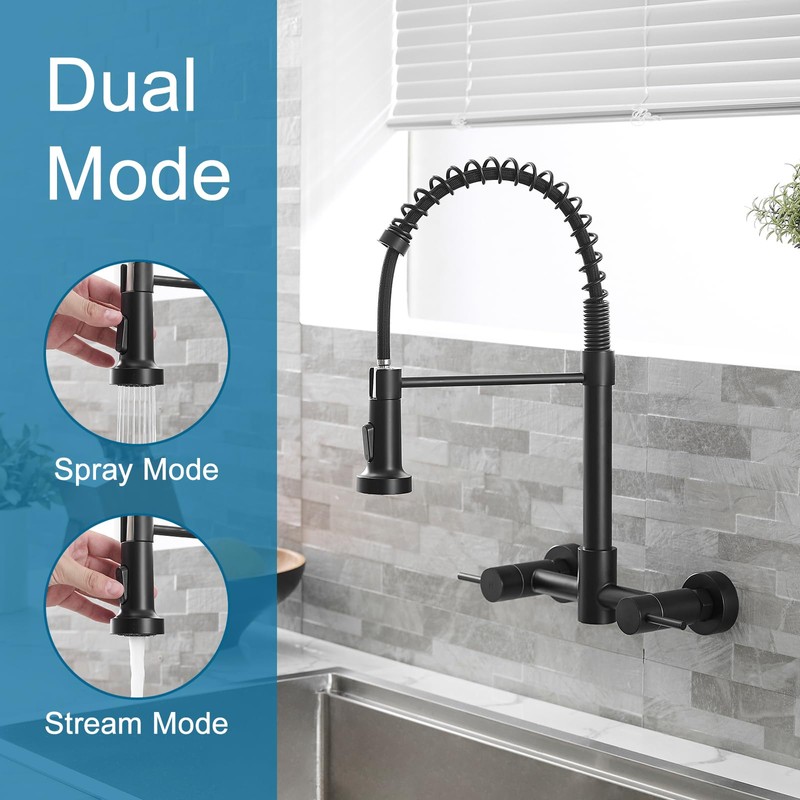 AIMADI Black Kitchen Faucet,Wall Mount Kitchen Faucet with Pull Down