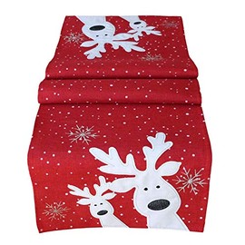 Raebel Tablecloth 85 x 85 cm Embroidery Funny Elk Red / Colourful Christmas Decoration Christmas Table Cloth Table Decoration Tablecloth