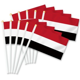 25 PCS Yemen Handheld Small Flag, Yemeni Hand held Mini Decor Decoration Banner