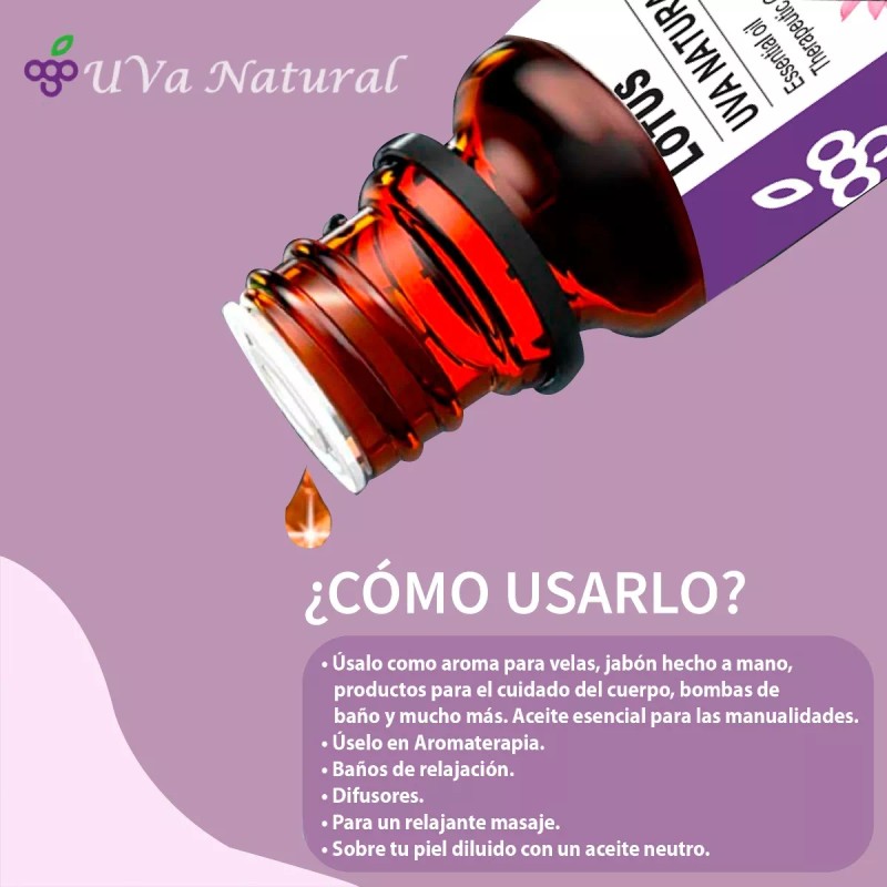 Liv Natural Uva Natural Aceite Esencial De Loto 10ml Aromaterapia