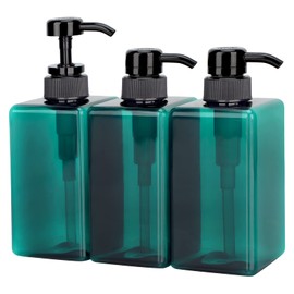 Suream - Paquete de 3 botellas vacías de champú, dispensador de acondicionador rellenable de 15 onzas, 450 ml, para baño, dispensador de líquido reutilizable para fregadero de cocina, lavadero, salón, spa, restaurante, azul