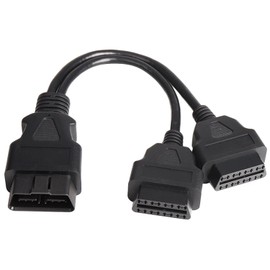 Right Angle OBD2 16 Pin OBD II Splitter Extension 1x Male and 2X Female Y Extension Cable Adapter Automotive Accessories Universal for All OBD2 Vehicles (Straight 16 pin Y Cable 30cm)