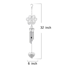 CREATIVE DESIGN Pet Memorial Wind Chime, 32''H Paw Prints Pet Remembrance Wind Chimes, Sympathy Gift a Grieving Pet Owner
