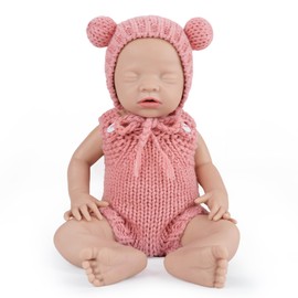 Vollence 12 inch Sleeping Realistic Silicone Baby Dolls Newborn Realistic Eyes Closed Silicone Babies for Kid Christmas Birthday Gifts - Girl