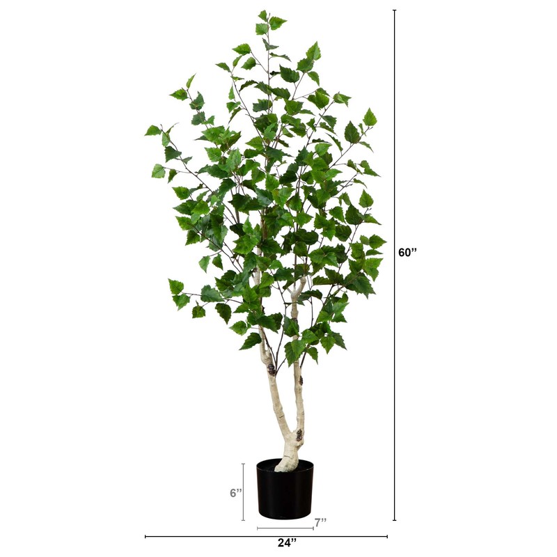 Nearly Natural 5ft. Artificial Birch Tree with Real Touch Leaves