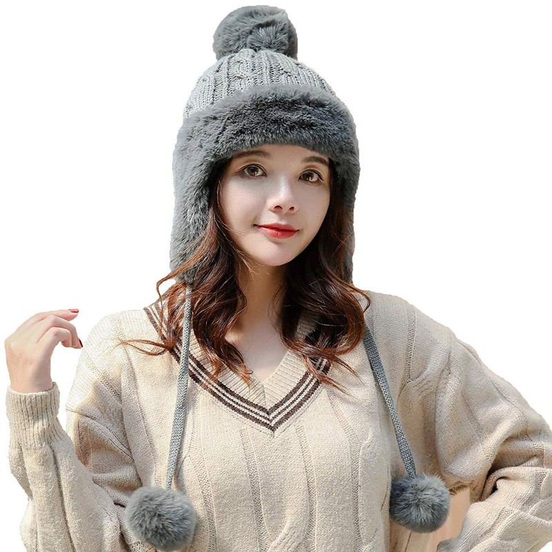 Yixda Women's Winter Hat with Ear Flaps Warm Fur Hat