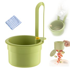 Sink Strainer Basket, Hanging Drain Basket for Kitchen Sink, Plastic Sink Food Catcher, Self-Cleaning Sink Filter, Removable Kitchen Sink Strainer for Garbage Leftovers (Green)