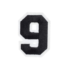 Miniblings Number Nine Sew-On Patch Black White College 9 Number Patch Iron-On Patch I Children Iron-On Patches