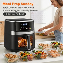 Air Fryer,6 QT Family Size Air Fryer with Visible Cooking Window, 8 Presets Touchscreen, Temperature Control, Nonstick Basket