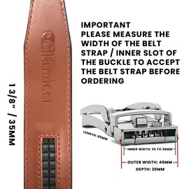 Glamicci Ratchet Belt Buckle Only, Automatic Slider Buckle for Auto Locking Leather Belts 35mm -1 3/8" Replacement Nickel Free Buckle Adjustable - No Belt Included (195Silver Buckle)