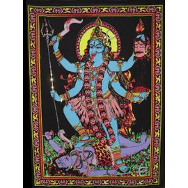 Lungta Imports Huge Cotton Fabric Goddess Kali 43" X 30" Tapestry