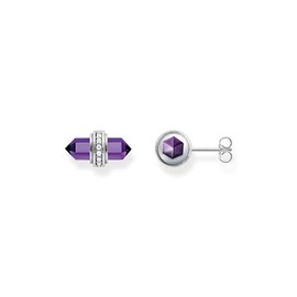 THOMAS SABO H2281-643-13 Women's Stud Earrings with Purple Onyx Crystal 925 Sterling Silver Blackened, Sterling silver, Amethyst Cubic Zirconia