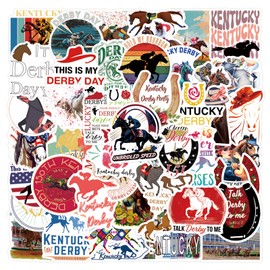 55Pcs Kentucky Derby Horse Racing Stickers Pack, Waterproof Vinyl Stickers for Water Bottle, Laptop, Horse Party Favors & Gifts for Girls, Women, and Kids
