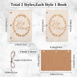 GORGECRAFT 8pcs Wooden Greeting Cards Wedding Vow Books Officiant Wedding Day Card Bride and Groom Bridal Shower Gifts Booklet Keepsake Vow Renewal Notebook His and Hers Marriage Vows Cards