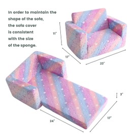 fond + found Kids Sofa, Glow in The Dark Toddler Chairs Children's 2 in 1 Convertible Sofa to Lounger - Extra Soft Flip Open Chair & Sleeper, Toddler Couch Chair, Sofa Bed for Boys Girls