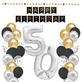 envami® Birthday Decoration 50th Birthday Decoration - 50th Birthday Men Women - Party Decoration - Balloons 50th Birthday - Happy Birthday Garland Balloons - Birthday Decorations - Birthday Man Woman