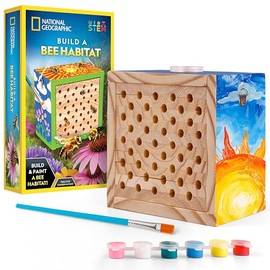 National Geographic Build a Bee Habitat Craft Kit for Kids – Paint & Build a House for Mason Bees, Outdoor Arts & Crafts, Nature Learning Activity, DIY Pollinator Garden Craft, Solitary Bee Hotel