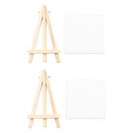 Tiardey 2 Pieces Mini Canvas Easel Set Small Display Tripod Easels with Blank Canvas for DrawingOil Water Painting