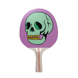 TigerTail Sports Green Skull Colorful Design Ping Pong Paddle, Premium 5 Ply Table Tennis Racket (Black on Back)