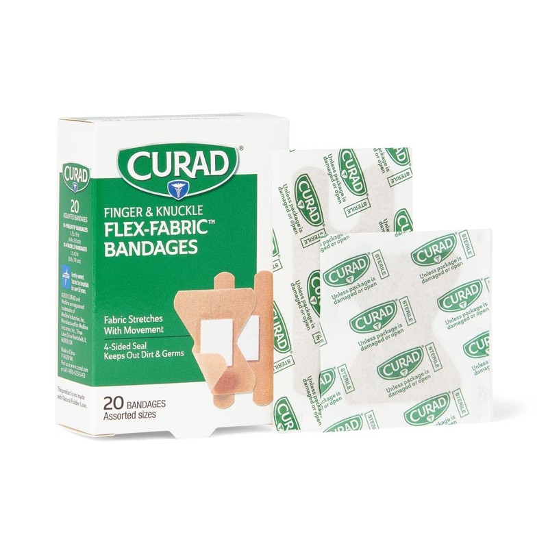 CURAD Flex-Fabric Finger and Knuckle Bandages, Assorted Sizes, 20 Count