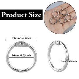 Pack of 20 Binder Rings, 15 mm, Book Binding Rings, Binder Rings, Index Cards Ring, Metal Loose Leaf Connector, for Scrapbook Album Crafts, Memo Tray and Key Rings (Silver)
