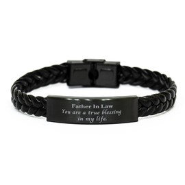 Unique Braided Leather Bracelet for Father In Law, You are a true blessing Christmas Gifts Idea 2022 Mens Jewelry Stretchable Band