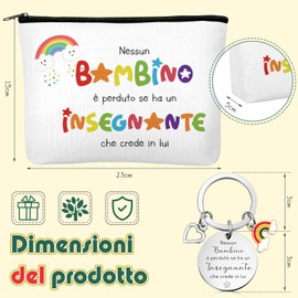 Xuniea Teacher Recognition Gifts Cosmetic Bag Makeup Bag Travel Bag Keyring for Thank You Professors Graduation Degree, As Shown, Rainbow