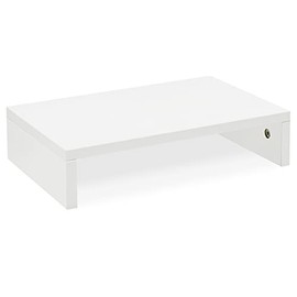 TEAMIX 14.2 inch White Monitor Stand Riser, Wood Monitor Riser with Storage for Desk Small Monitor Stand TV/Screen/PC/Laptop Riser Computer Stand Desktop Shelf (White-14.2 inch)