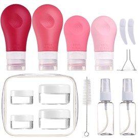 Gemice - Juego de 16 botellas de viaje para artículos de tocador, aprobado por la TSA, recipientes de tamaño de viaje de silicona a prueba de fugas, accesorios de viaje, 2 onzas, 3 onzas, para champú, acondicionador, loción, jabón corporal