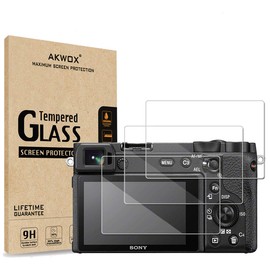 AKWOX [3-Pack] Tempered Glass Screen Protector for Sony Alpha A6600 A6000 A5000 A6300 NEX-7 NEX-3N NEX-5 NEX-6L, [0.3mm 2.5D High Definition] 9H LCD Protective Cover,Anti-Scratch, Bubble-Free