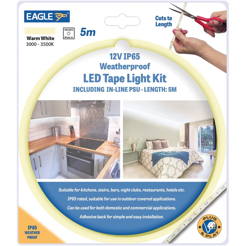 Eagle 12V IP65 LED Tape Light Kit 5M in-line PSU