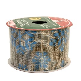 Crafter’s SQUARE 9 Ft Holiday Christmas House Blue Snowflake Burlap Ribbon, 2”x 108”, 3 Yards-NEW