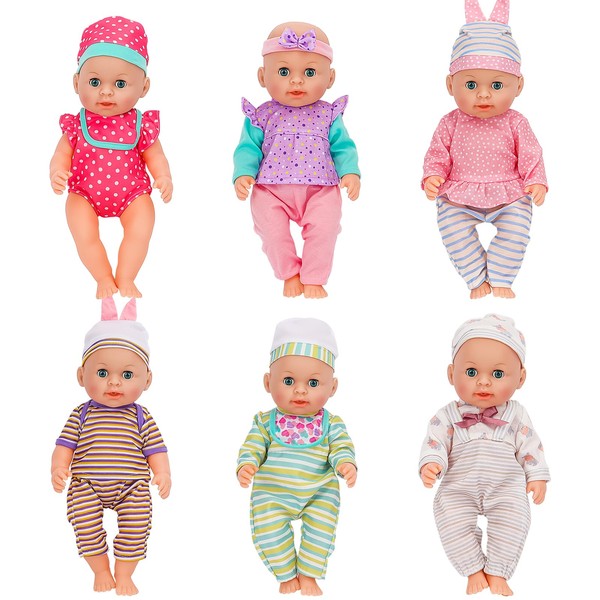 deAO 6 Set Dolls Clothes Outfits for 12 to 14 Inch Baby Dolls Dress-Up Fashion Baby Doll Clothes Accessories for New Born Baby Dolls, Great Dolls Clothes Set For Kids (Doll not included)