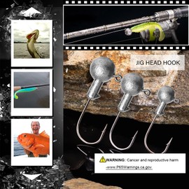 Atibin Barb Saltwater Jig Head Hook Bass Freshwater Jigs Hook Lead Round Ball Fishing Jig Lead Tackle Sharp 25pcs 3/8oz