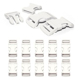 Plastic Click Fastener Set of 10, Clip Clasp/Buckle/Buckle for Paracord Bracelets, Dog Collars, Backpack, Colour: White