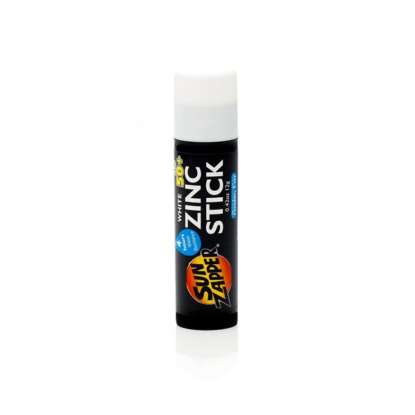 Sun Zapper Zinc Oxide Sunscreen Stick Mineral White SPF 50+ Water Resistant for Face & Body, Adults, Kids (0.42 Oz, 12g) Broad Spectrum Sun Block, Made in Australia