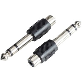 KAUMO Male (0.25 inch (6.35 mm) Stereo / 3 Pole) to Female (RCA Pin Jack) Plug Converter Adapter (2 pieces)