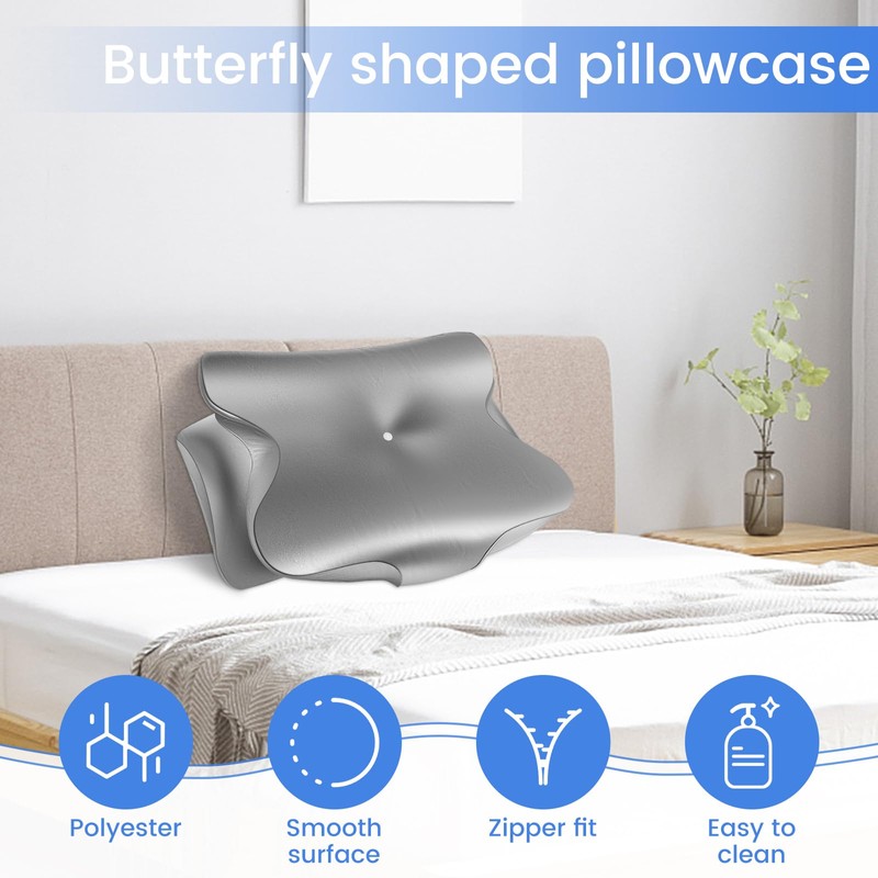 Pillow Case Cover with Zipper, Smooth Pillowcase, Soft Cervical Neck