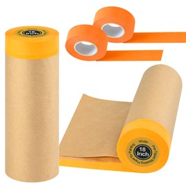 VvLons Pre-Taped Masking Paper for Painting, 2 Pack 18 inch x 66 feet Painters Paper Roll and 1 inch x 66 feet Masking Tape, Tape and Drape Paint Masking Paper for Painting Cars Auto Body Wall Floor