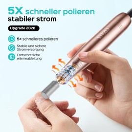 COSLUS C40 Electric Nail Cutter for Gel Nails: 20000 rpm Wire Adjustable Speed and Rotation Direction Manicure and Pedicure Set, Nail File Cutter for Gel Nails, Acrylic Nails (Rose Gold)