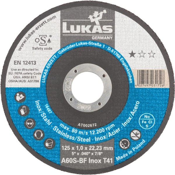 Lukas Erzett 50 x Cutting Disc T41 for Stainless Steel