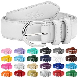 Falari Women Genuine Leather Belt Fashion Dress Belt With Single Prong Buckle 6028-LightGrey-L