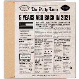 DUGUTUL Vintage 5th Birthday Card, 5 Birthday Decoration, Nostalgic Birthday Card for 5 Years Old Boy Girl, Retro Happy 5th Birthday Party Decoration, Envelope Included