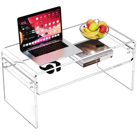 solaround Acrylic Coffee Table for Living Room Clear Rectangle Lucite Table with Open Storage Shelf (1, Clear, Nomal)