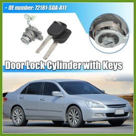 HOPESPANNER 1 Set Driver Side Door Lock Cylinder Kit W/2 Keys 72181-SDA-A11 for Honda Accord EX LX 2.4L 3.0L 03-07 for Honda Accord Hybrid 3.0L 05-07 Replace Parts Vehicle Components